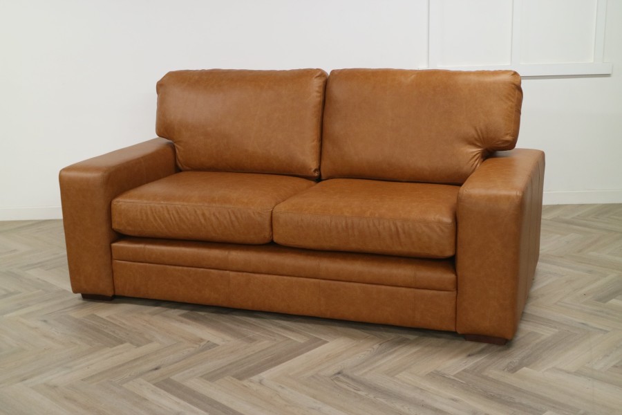 Abbey Leather Sofa - 3 Seater - Dune Sand