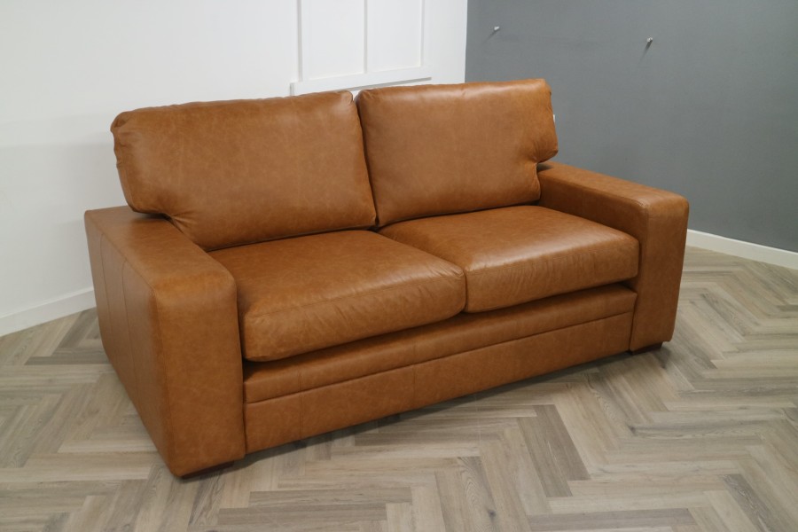 Abbey Leather Sofa - 3 Seater - Dune Sand