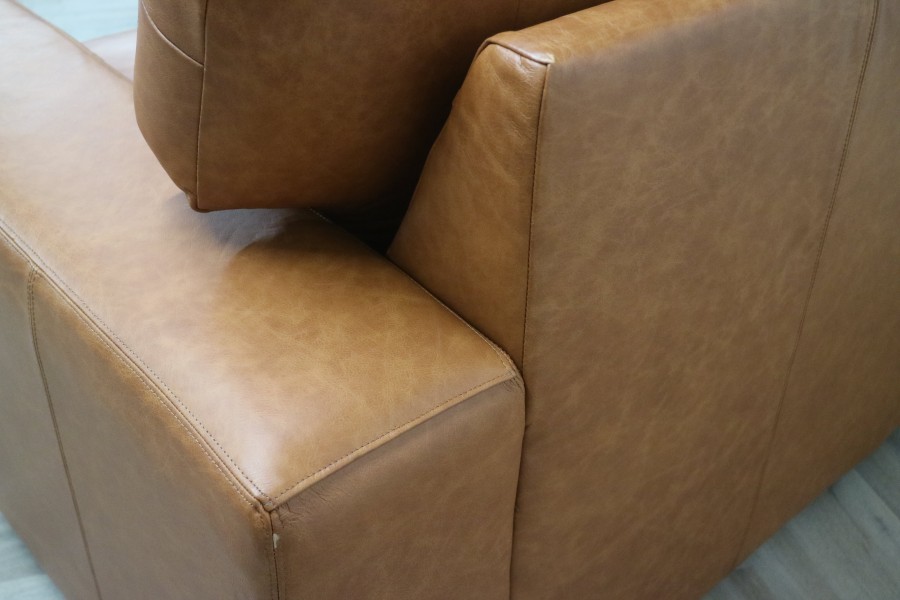 Abbey Leather Sofa - 3 Seater - Dune Sand
