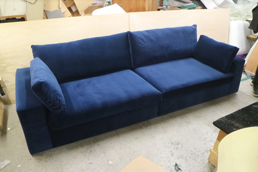 Perly Large Fabric Sofa - 5 Seater - Plush Indigo