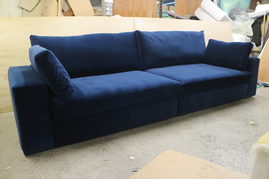 Perly Large Fabric Sofa - 5 Seater - Plush Indigo
