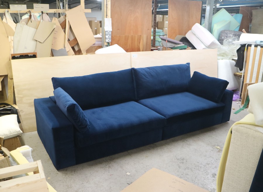 Perly Large Fabric Sofa - 5 Seater - Plush Indigo