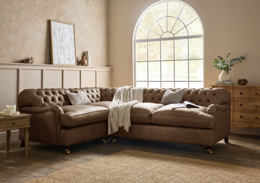 Harris Chesterfield Corner Sofabed - 3SB x 1.5str - Apache Ash