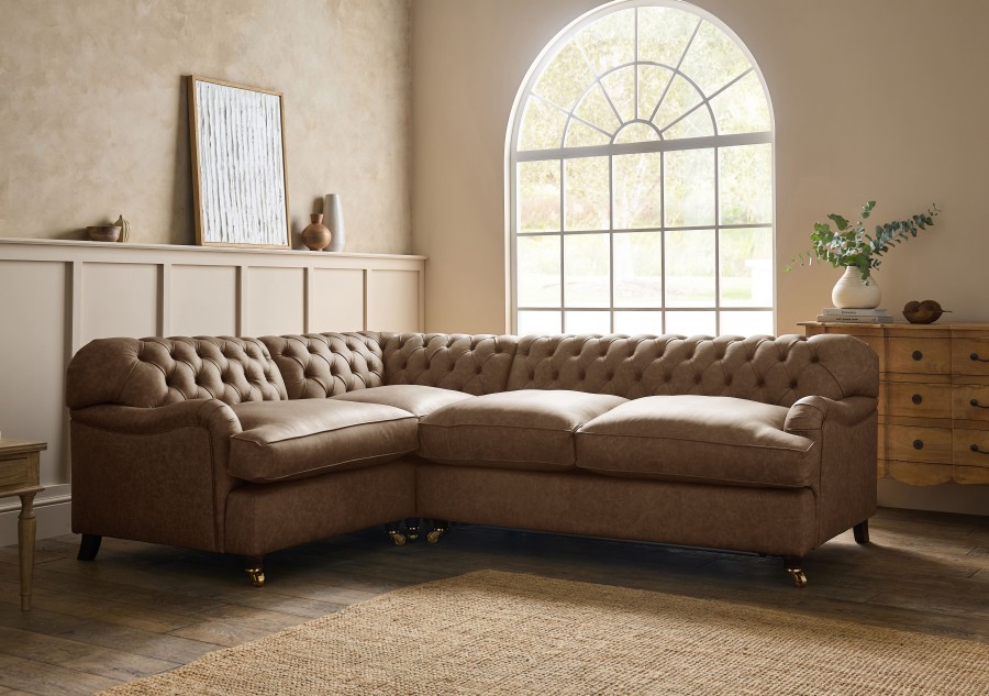 Harris Chesterfield Corner Sofabed - 3SB x 1.5str - Apache Ash
