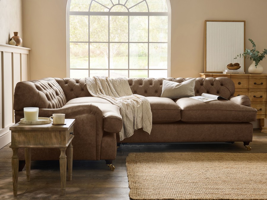 Harris Chesterfield Corner Sofabed - 3SB x 1.5str - Apache Ash