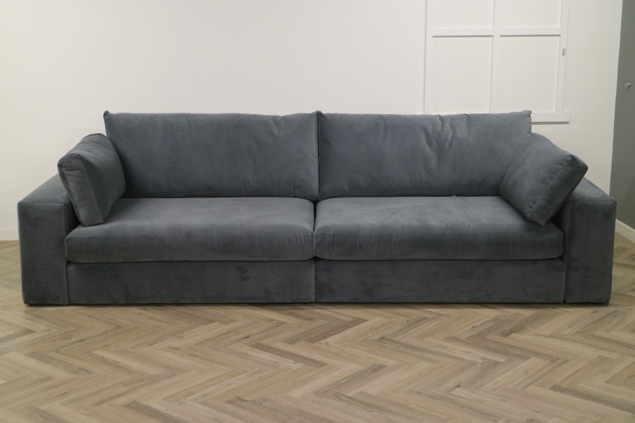 Perly Large Fabric Sofa - 5 Seater - Plush Nickel