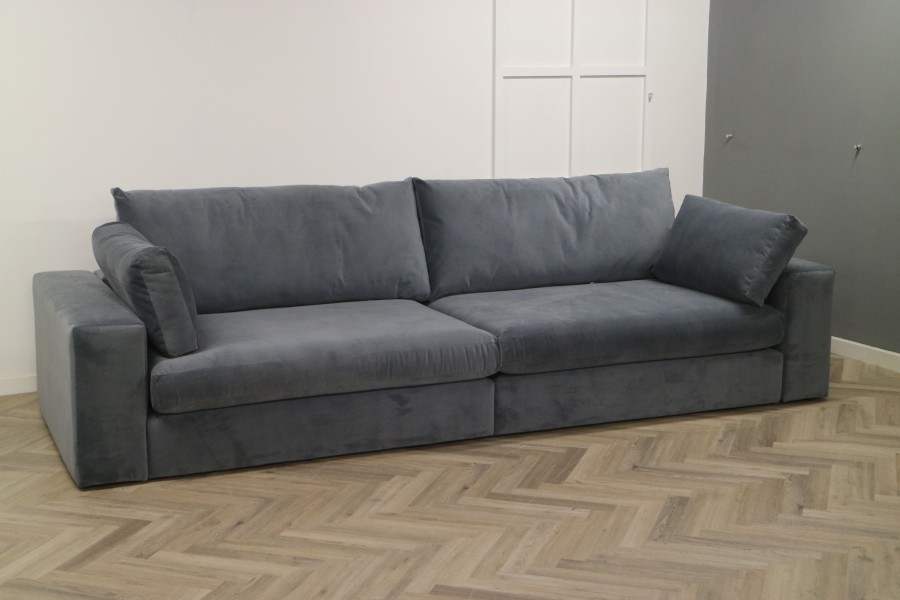 Perly Large Fabric Sofa - 5 Seater - Plush Nickel