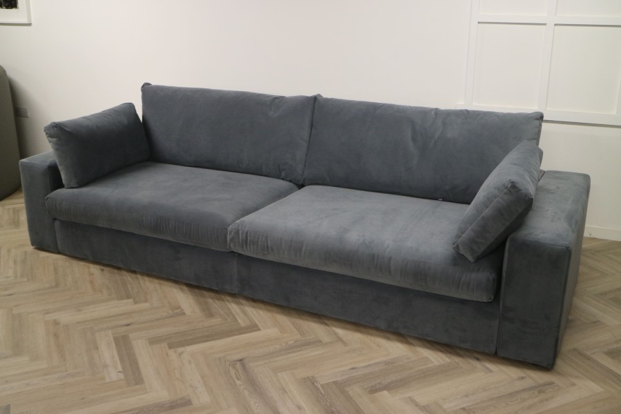 Perly Large Fabric Sofa - 5 Seater - Plush Nickel