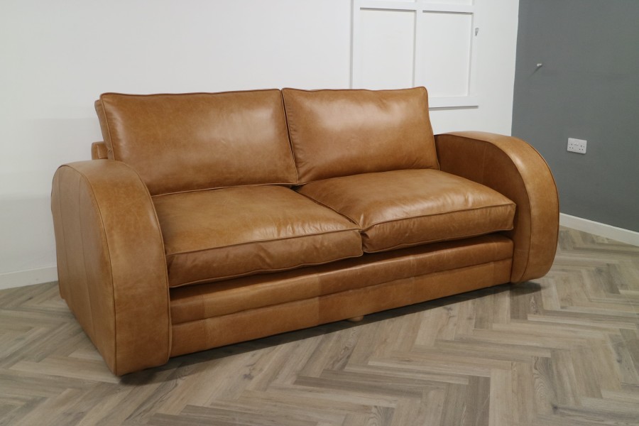 Art Deco Sofa - 3.5 Seater - Crystal Tan