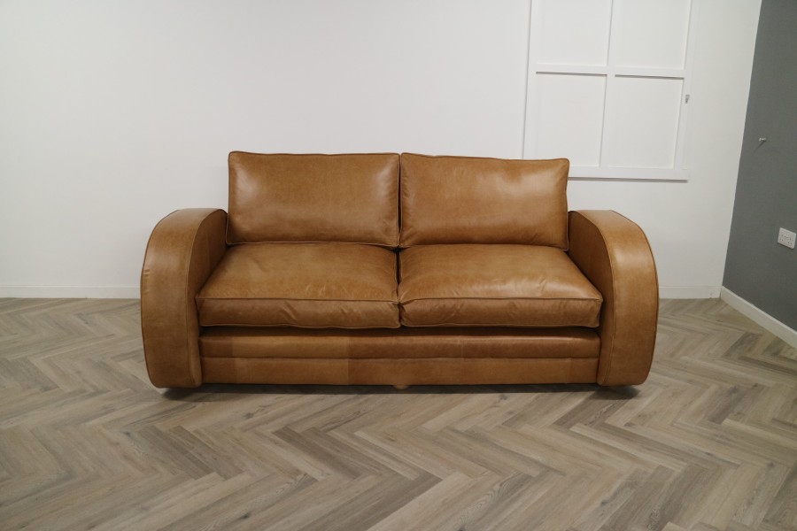 Art Deco Sofa - 3.5 Seater - Crystal Tan