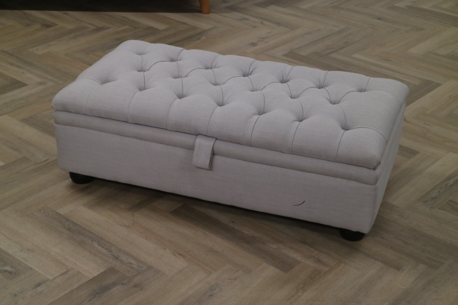 Harris Footstool - Light Grey Linen