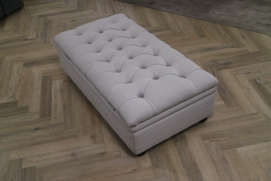Harris Footstool - Light Grey Linen