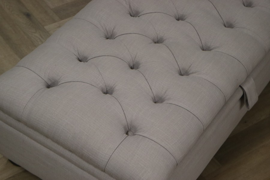 Harris Footstool - Light Grey Linen
