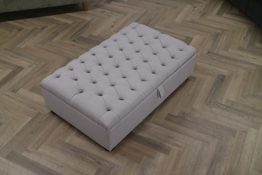 St Edmund Footstool - Large - Light Grey Linen