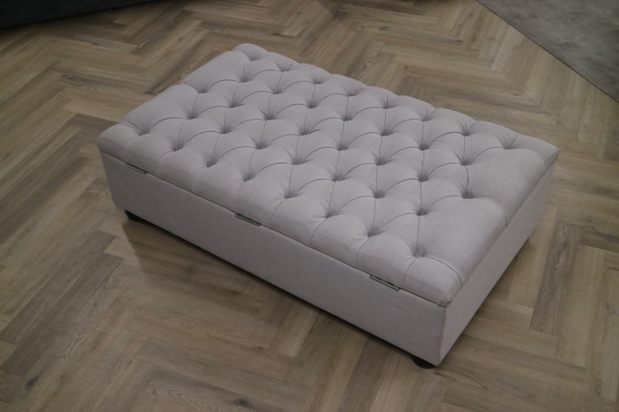 St Edmund Footstool - Large - Light Grey Linen