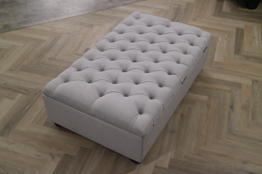 St Edmund Footstool - Large - Light Grey Linen