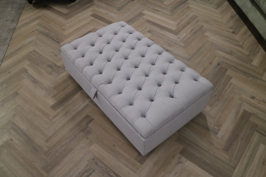 St Edmund Footstool - Large - Light Grey Linen