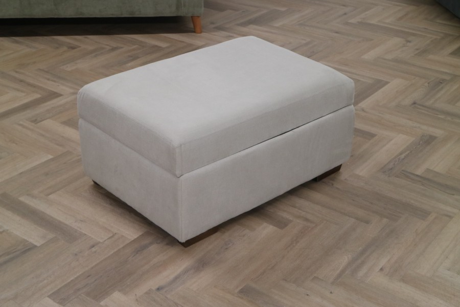 Macy Ottoman Footstool - Light Grey Linen