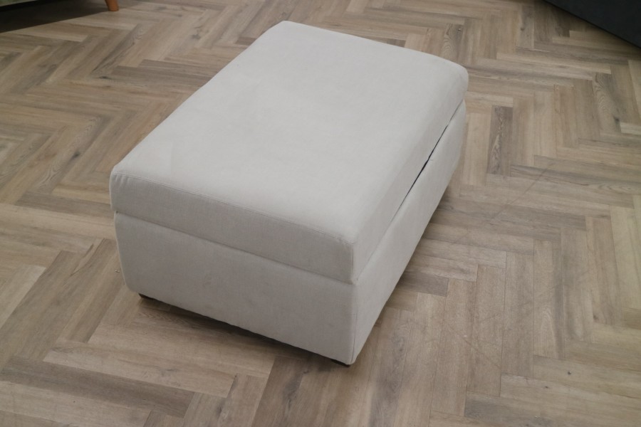 Macy Ottoman Footstool - Light Grey Linen