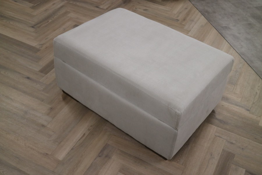 Macy Ottoman Footstool - Light Grey Linen