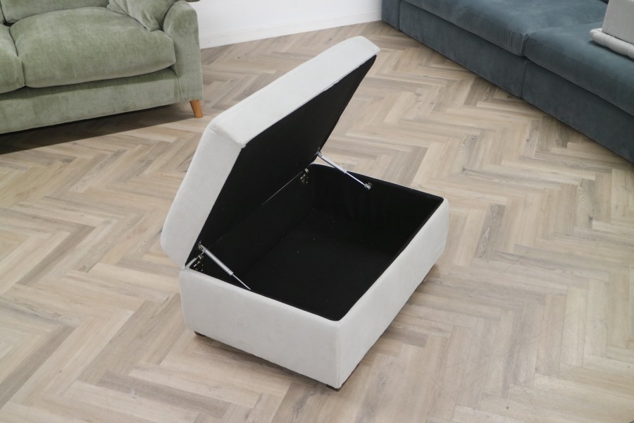 Macy Ottoman Footstool - Light Grey Linen