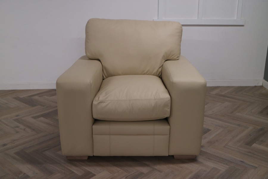 Abbey Leather Sofa - Chair - Madras Ivory