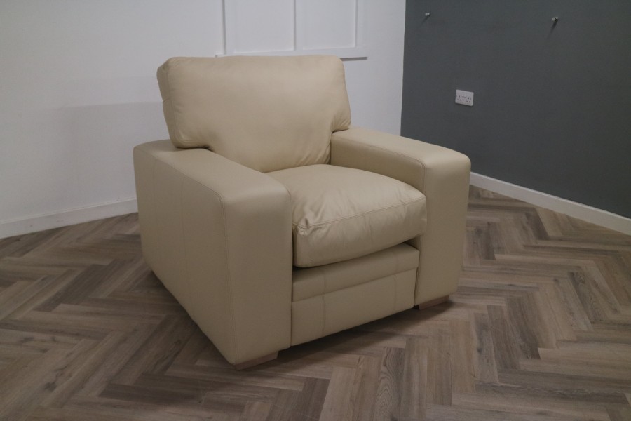 Abbey Leather Sofa - Chair - Madras Ivory