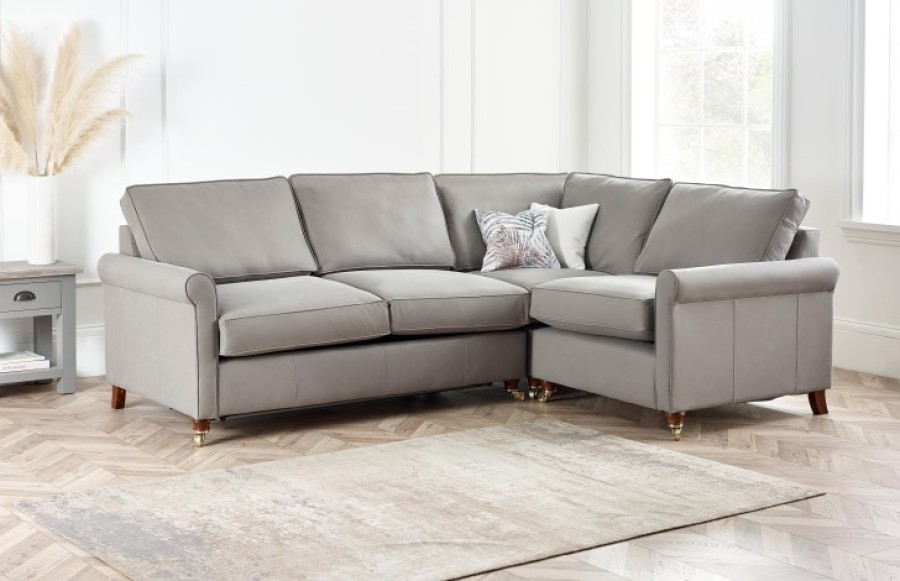Salisbury Leather Corner Sofa Bed - 3SB x 1.5str Corner - Tempesta Taupe
