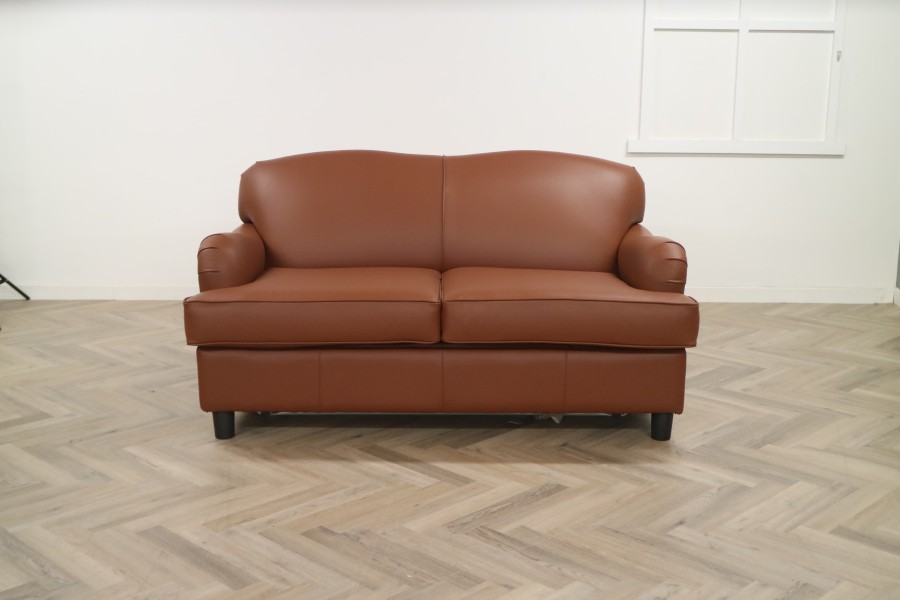 Norfolk Leather Sofa Bed - 2 Seater SB - Vesuvio Conker