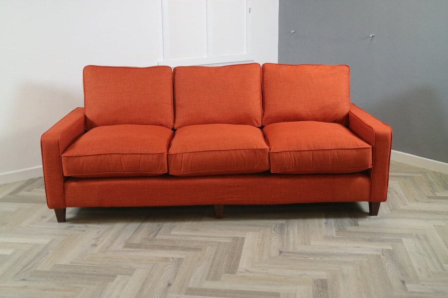 Drake Fabric Sofa - 4 Seater - Linetta Burnt Orange