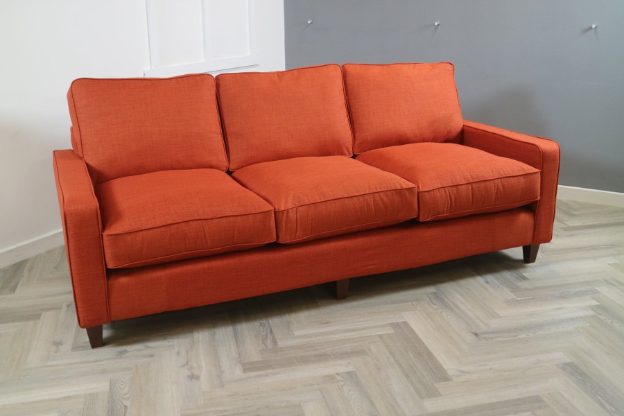 Drake Fabric Sofa - 4 Seater - Linetta Burnt Orange