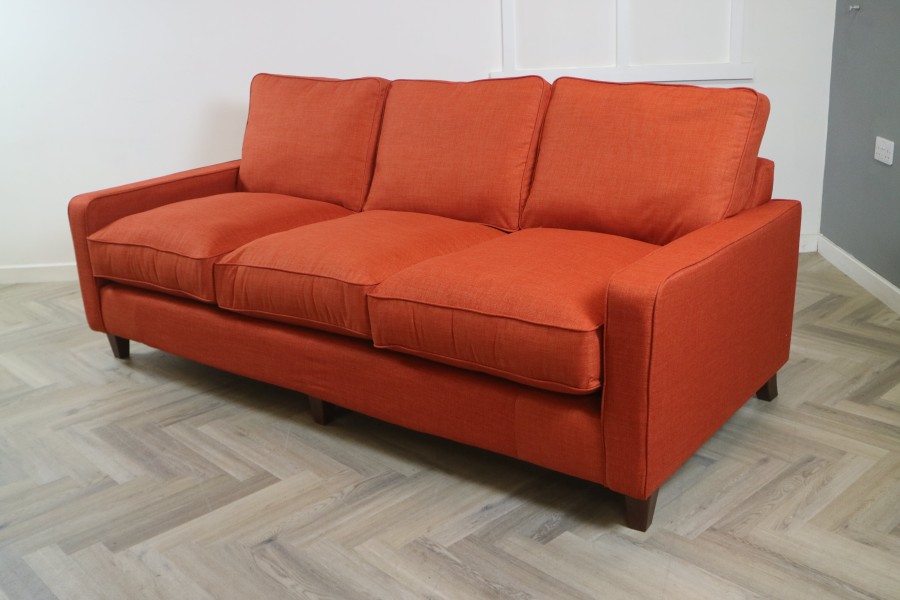 Drake Fabric Sofa - 4 Seater - Linetta Burnt Orange