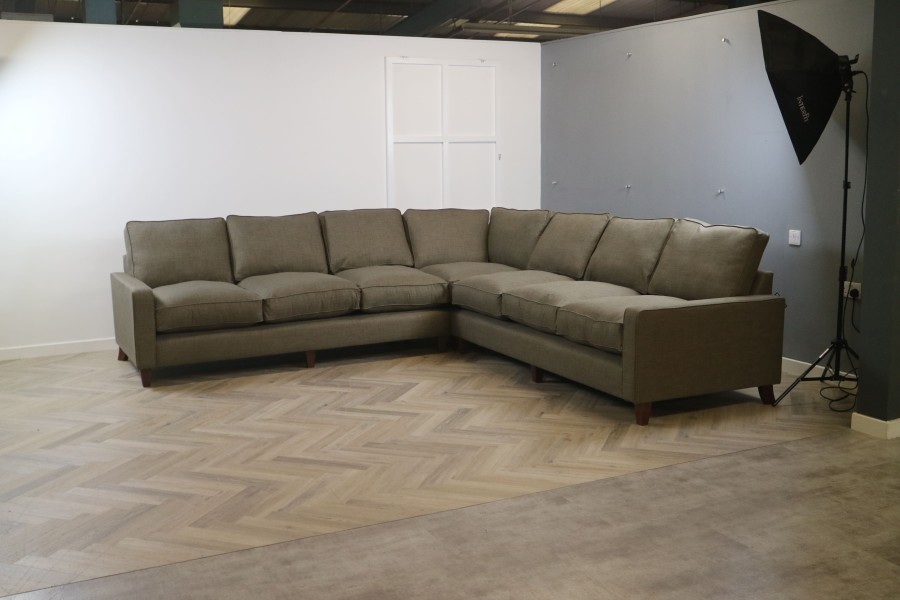 Drake Fabric Corner Sofa - 4 x 4str Corner Sofa - Linetta Nutmeg