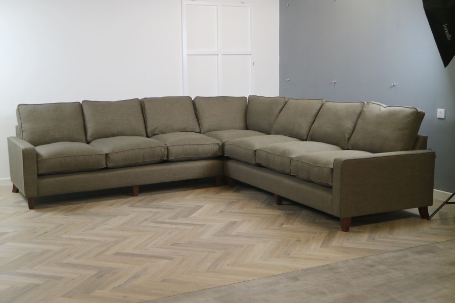 Drake Fabric Corner Sofa - 4 x 4str Corner Sofa - Linetta Nutmeg