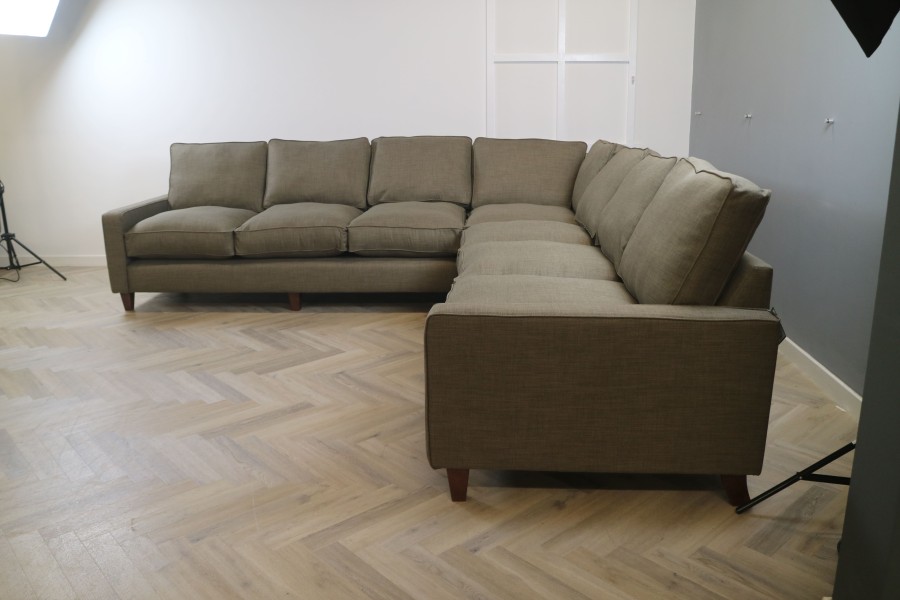 Drake Fabric Corner Sofa - 4 x 4str Corner Sofa - Linetta Nutmeg