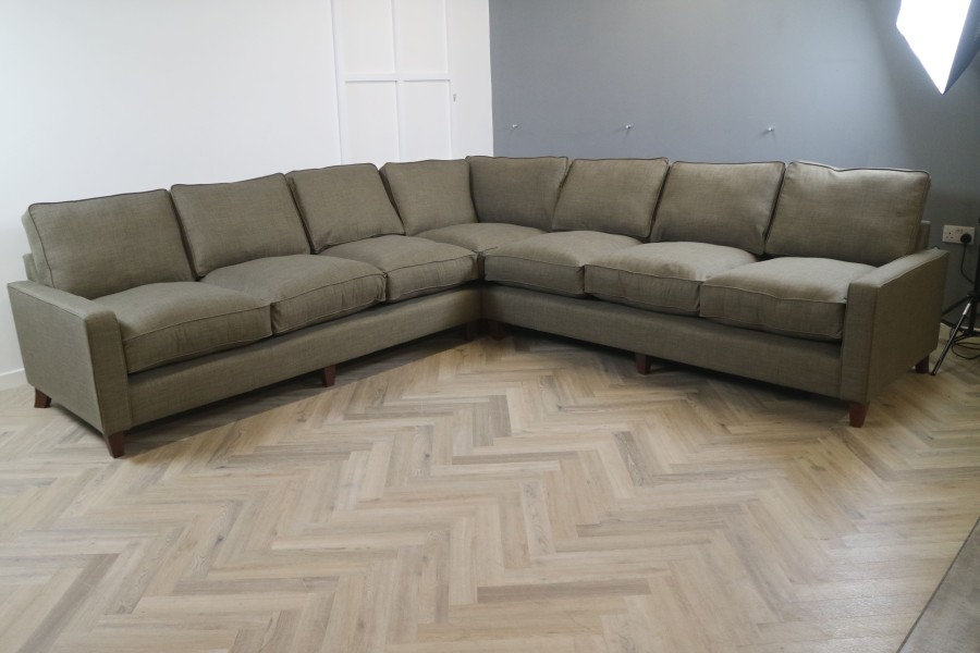 Drake Fabric Corner Sofa - 4 x 4str Corner Sofa - Linetta Nutmeg