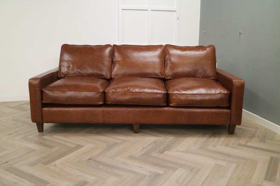 Drake Leather Sofa - 4 Seater - El Paso Whiskey