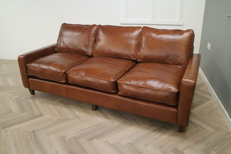 Drake Leather Sofa - 4 Seater - El Paso Whiskey
