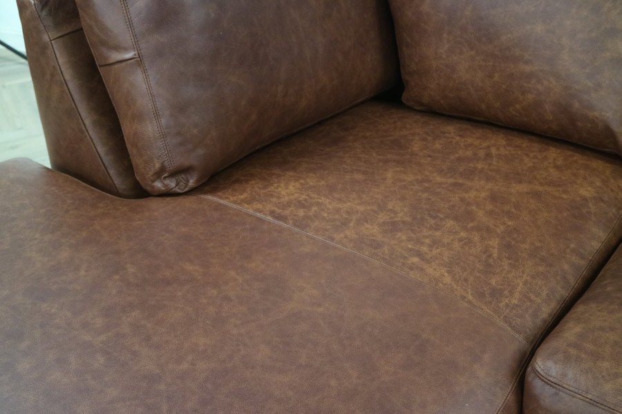 Abbey Leather Corner Chaise Sofa - 3str x Chaise - Dune Hazel