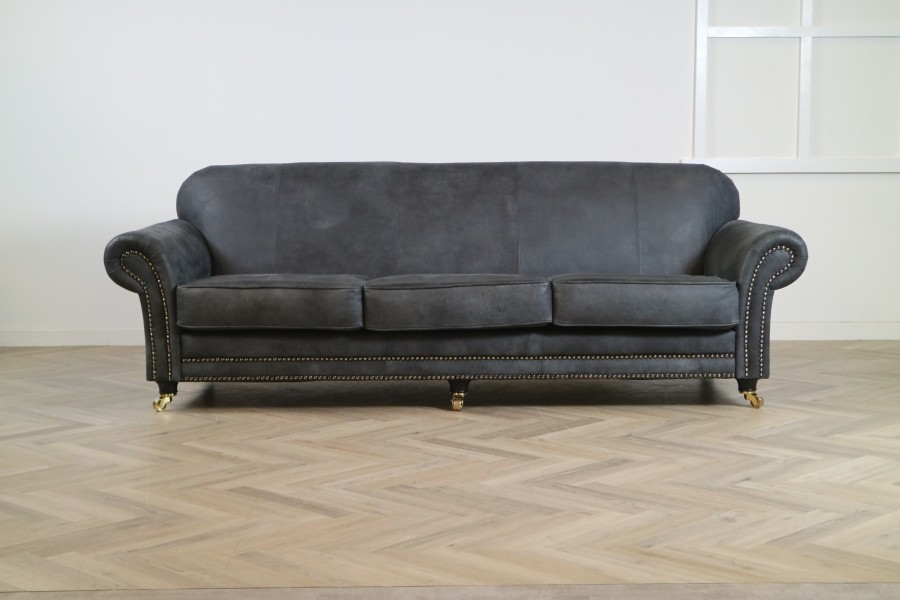 Rochester Vintage Leather Sofa - 4 Seater - Tribe Black