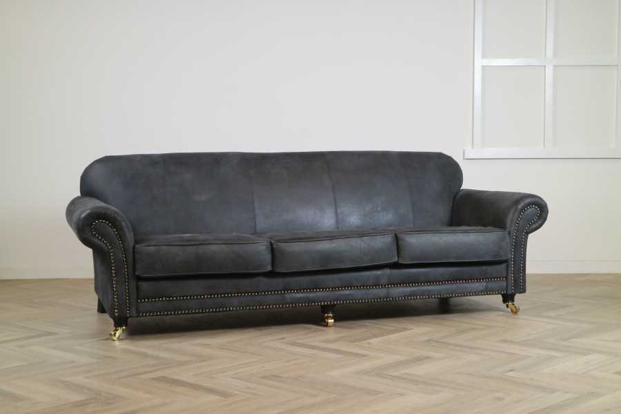 Rochester Vintage Leather Sofa - 4 Seater - Tribe Black