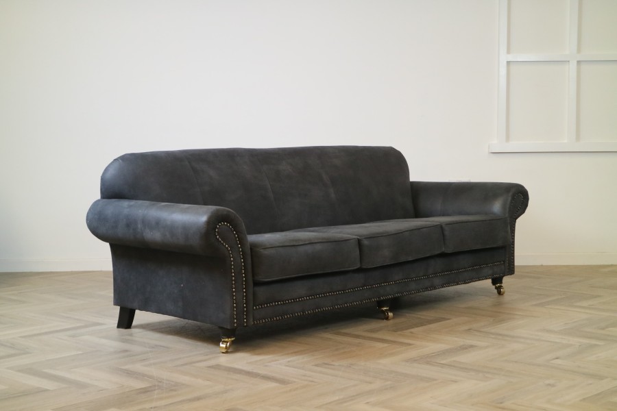 Rochester Vintage Leather Sofa - 4 Seater - Tribe Black