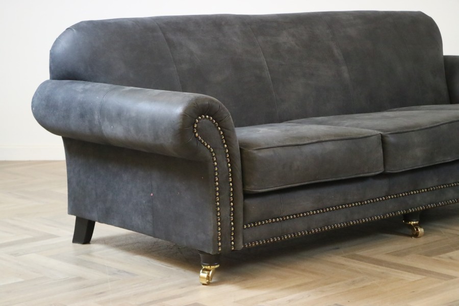 Rochester Vintage Leather Sofa - 4 Seater - Tribe Black