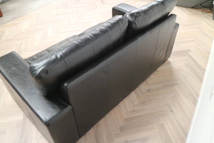 Abbey Leather Sofa - 3 Seater - Old English Black