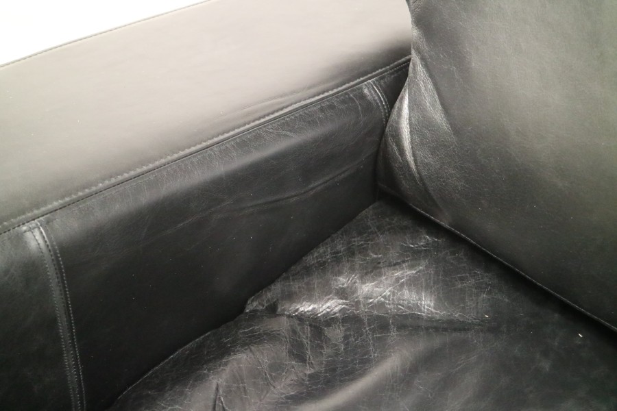 Abbey Leather Sofa - 3 Seater - Old English Black
