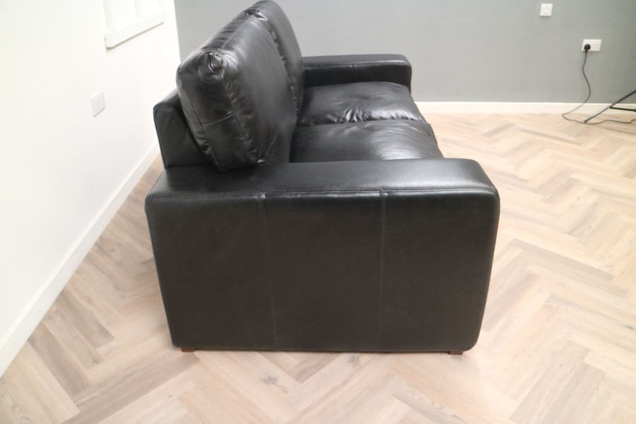 Abbey Leather Sofa - 3 Seater - Old English Black