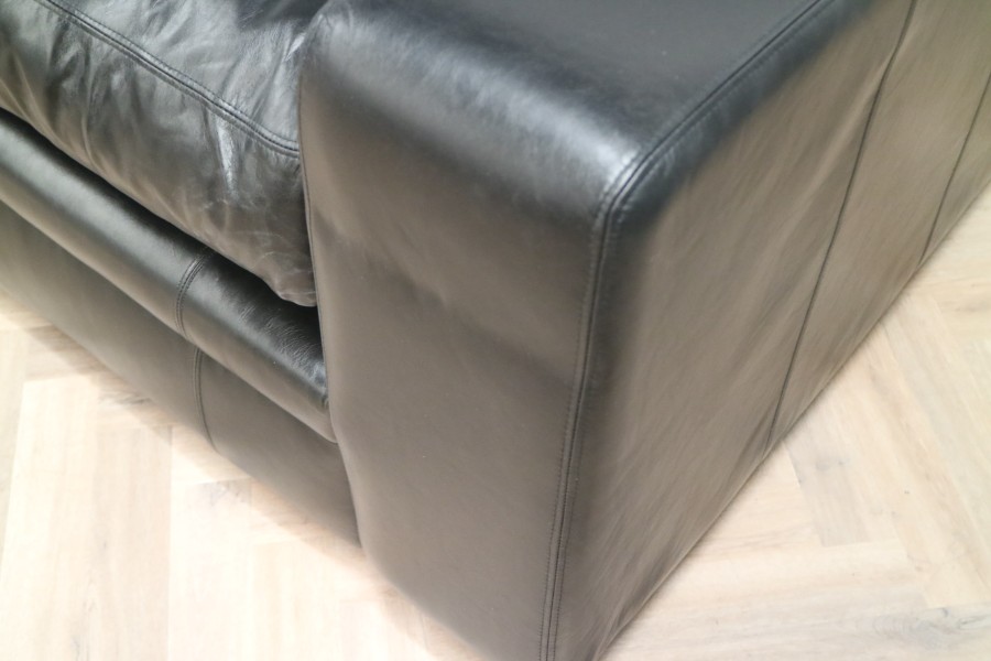 Abbey Leather Sofa - 3 Seater - Old English Black