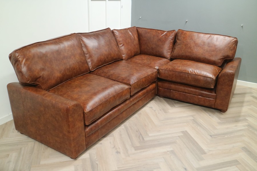 Liberty Leather Corner Sofa - 3 x 1.5str Corner Sofa - Vintage Tan