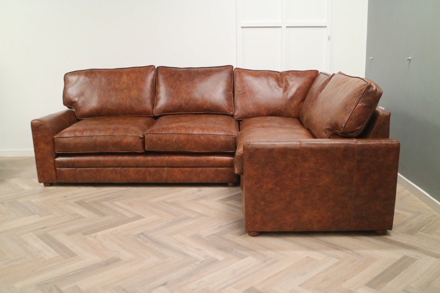 Liberty Leather Corner Sofa - 3 x 1.5str Corner Sofa - Vintage Tan