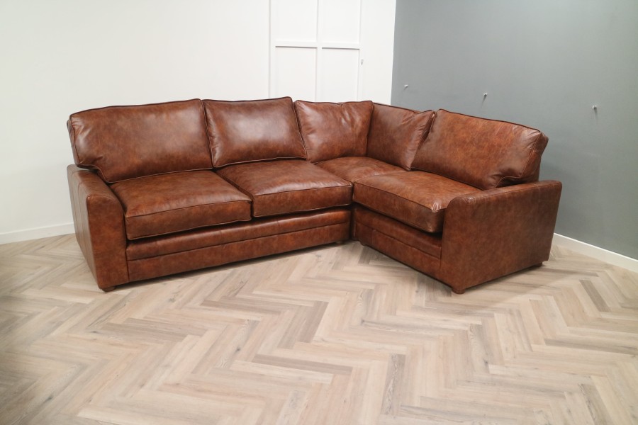 Liberty Leather Corner Sofa - 3 x 1.5str Corner Sofa - Vintage Tan